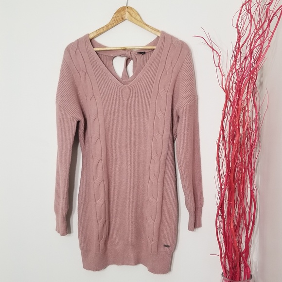 Colori Dresses & Skirts - Colori | Pink Cable Knit Mini Sweater Dress Large